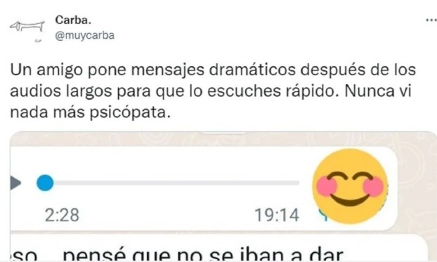 Mostró la infalible técnica de su amigo para que escuche sus audios y se volvió viral Mostró la infalible técnica de su amigo para que escuche sus audios y se volvió viral