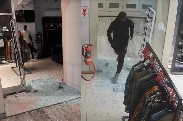 Ladrón reventó la vidriera de una tienda sobre Libertador y sustrajo dos computadoras y ropa