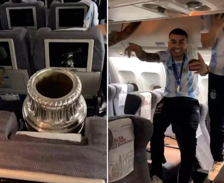 La Selección llegó al país con la Copa América: así fueron los festejos íntimos durante el vuelo La Selección llegó al país con la Copa América: así fueron los festejos íntimos durante el vuelo