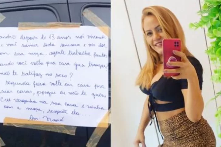 Descubrió la infidelidad de su marido y le dejó una llamativa nota en el auto