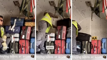 Un empleado de aeropuerto mostró el “juego de tetris” que enfrentan al apilar los equipajes
