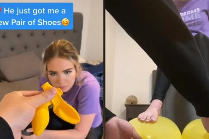 Convirtió dos globos en un par de zapatos y se volvió viral