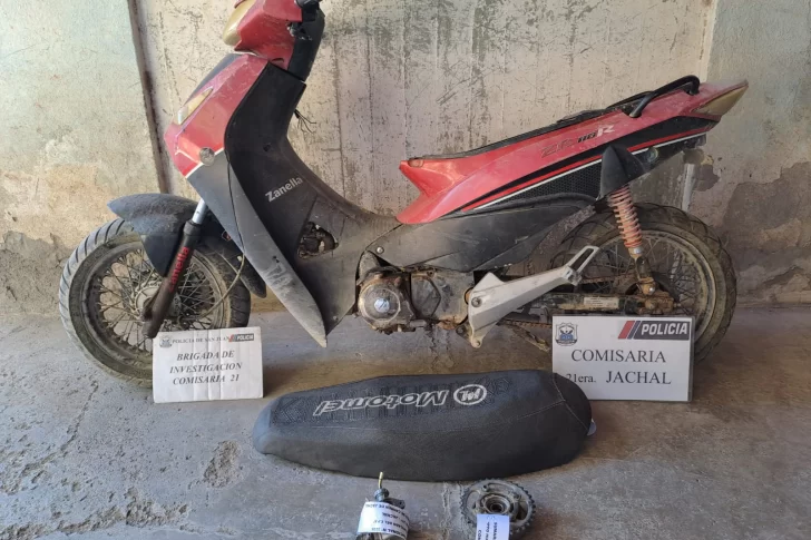 Una moto robada en Jáchal fue recuperada por la Policía