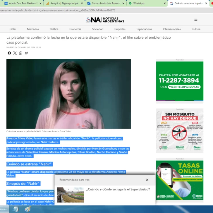 Cuándo se estrena la película de Nahir Galarza en Amazon Prime Video Cuándo se estrena la película de Nahir Galarza en Amazon Prime Video