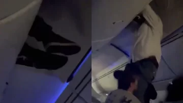 El dramático rescate de un pasajero que quedó atrapado en el portaequipajes