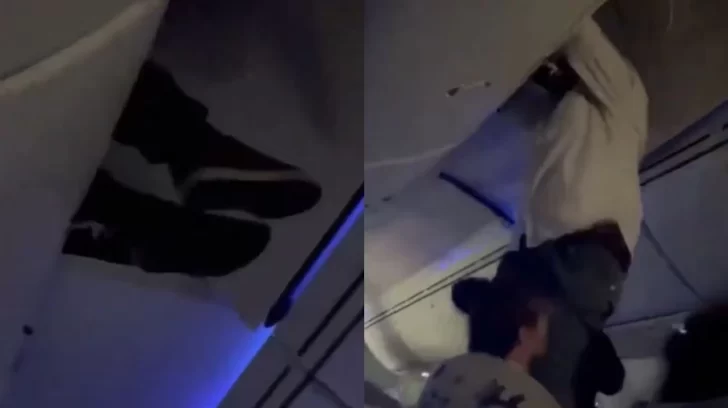 El dramático rescate de un pasajero que quedó atrapado en el portaequipajes