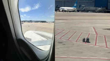 Se tomó un avión y en pleno despegue descubrió que sus valijas estaban tiradas en la pista Se tomó un avión y en pleno despegue descubrió que sus valijas estaban tiradas en la pista