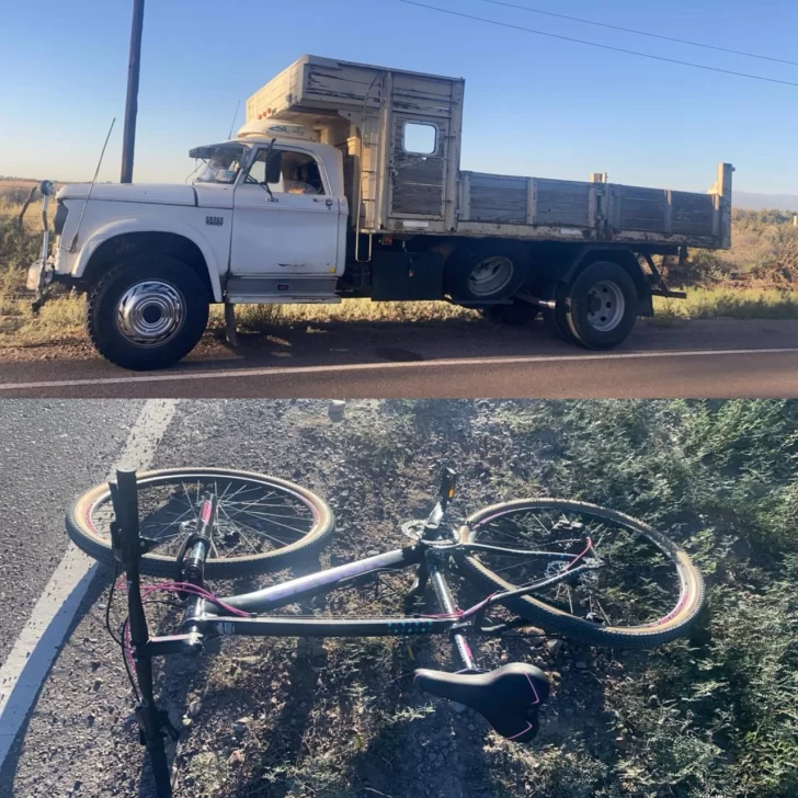 Una ciclista fue hospitalizada tras ser embestida por un camión