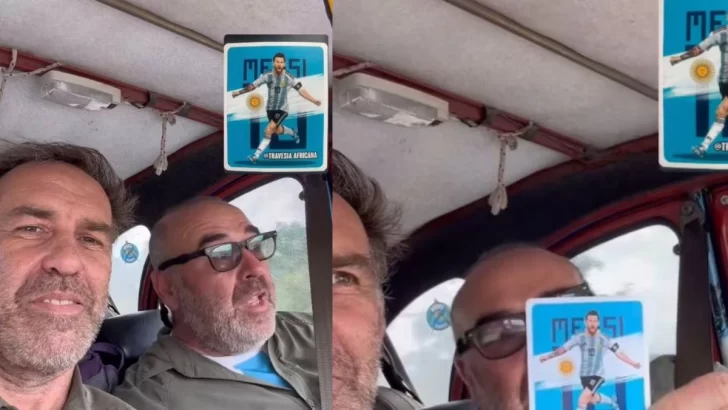 Dos argentinos cruzaron África en auto gracias a su figurita de Lionel Messi Dos argentinos cruzaron África en auto gracias a su figurita de Lionel Messi