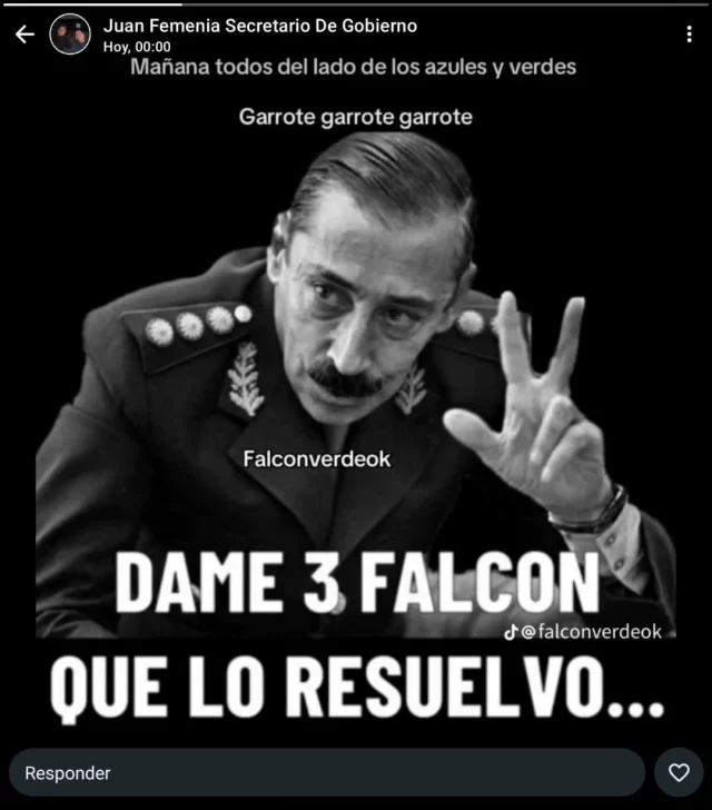 El posteo de un funcionario de Sarmiento que fue repudiado por concejales del PJ: “Dame 3 Falcón que lo resuelvo” El posteo de un funcionario de Sarmiento que fue repudiado por concejales del PJ: “Dame 3 Falcón que lo resuelvo”