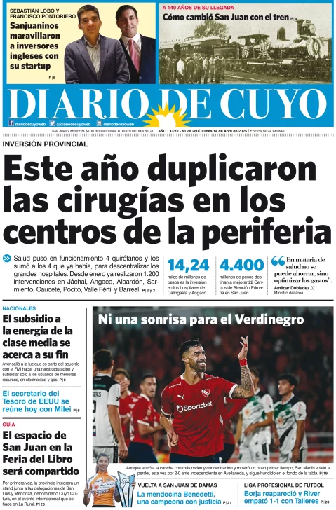 Tapa Edición 14 de Abril del 2025