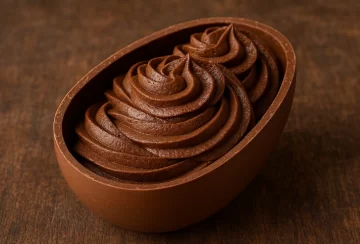 Receta de huevo de Pascua relleno de mousse de chocolate, rápida y fácil