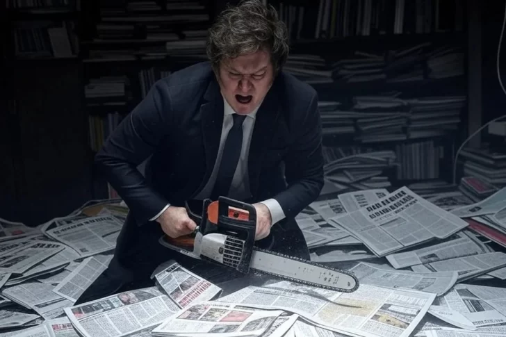 Milei arremete contra la prensa con la motosierra