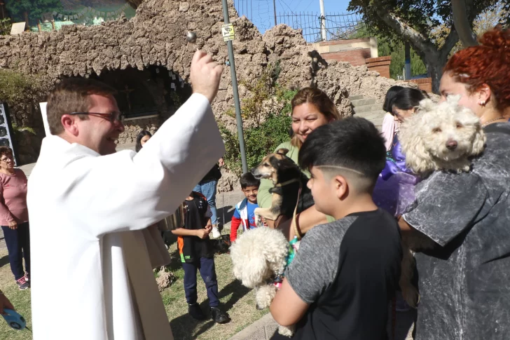 Las mascotas coparon el patio de la parroquia para recibir una bendición