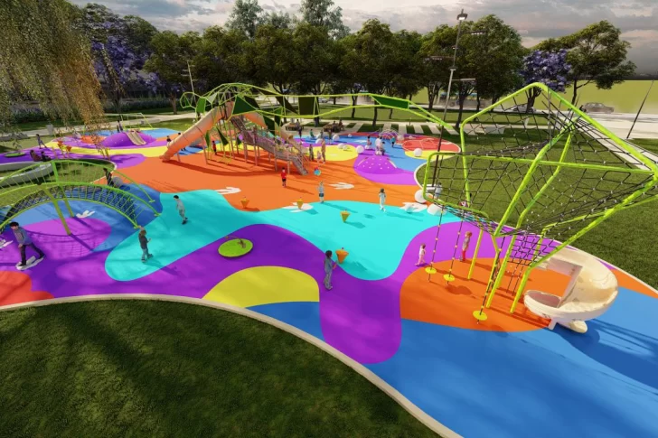 Dicen que a fin de año, Parque Belgrano ya tendrá listo el sector de juegos
