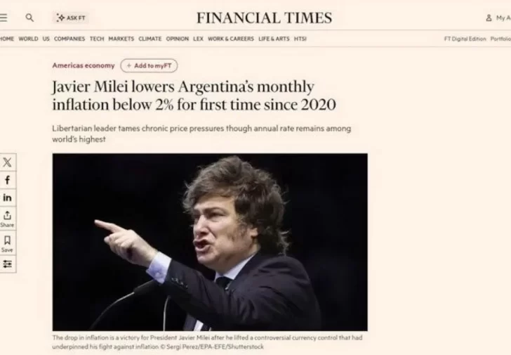 Javier Milei logró controlar “las presiones crónicas de los precios”