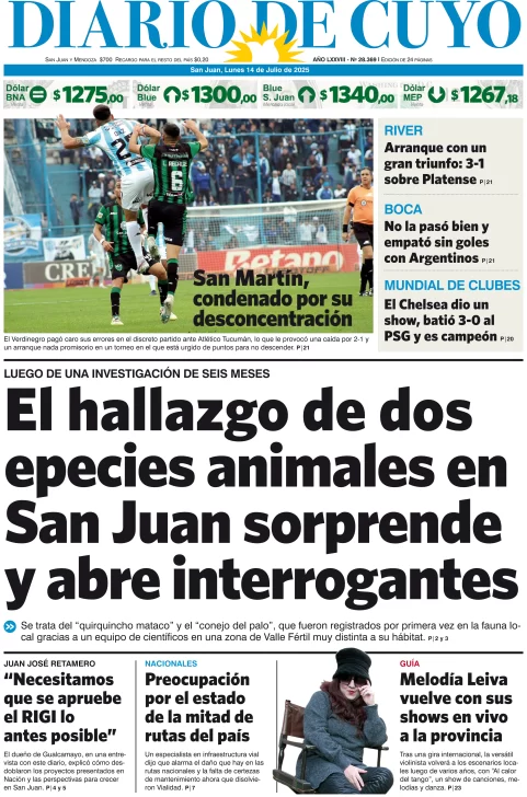 Tapa Edición 14 de Julio del 2025