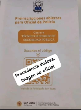 Alertan por un QR falso que invita a inscribirse a la carrera de Seguridad Pública Alertan por un QR falso que invita a inscribirse a la carrera de Seguridad Pública