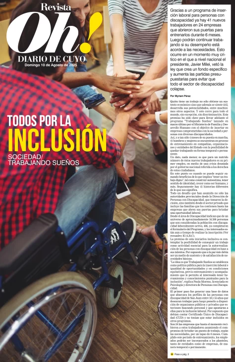 Tapa Revista Oh! 10 de Agosto de 2025