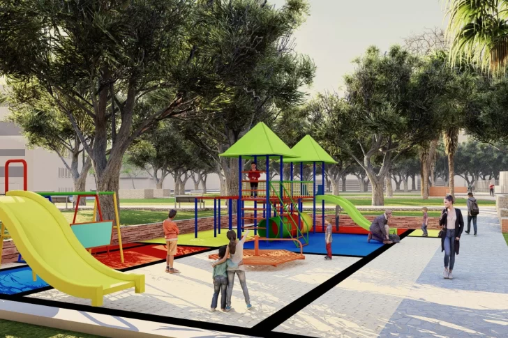 Inician recambio de pisos, luces, kioscos en la plaza Aberastain