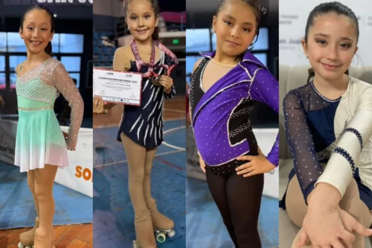 Cuatro patinadoras sanjuaninas recaudan fondos “a la gorra” para viajar a un torneo en San Luis