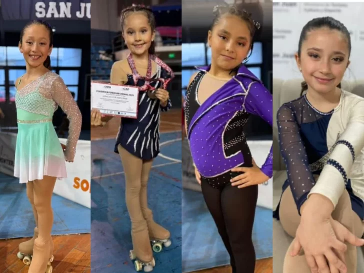 Cuatro patinadoras sanjuaninas recaudan fondos “a la gorra” para viajar a un torneo en San Luis