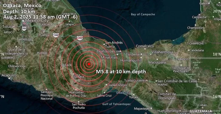 Sismo de magnitud 5,9 sacudió el sur de México