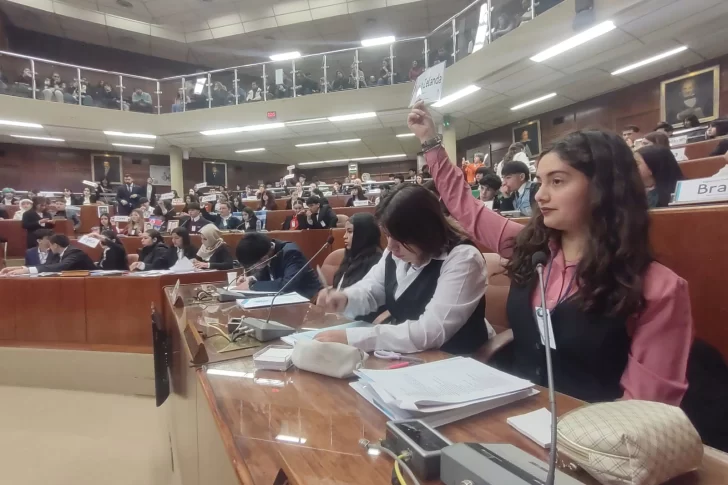 Con el recinto de la Legislatura lleno, arrancó el simulacro de la Asamblea de la ONU protagonizada por estudiantes secundarios