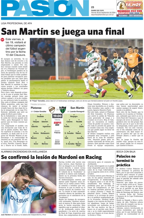 Tapa Pasión 26 de Septiembre del 2025