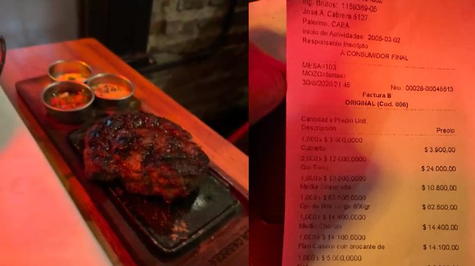 Fue a La Cabrera, pidió ojo de bife, gin tonic y flan: ¿cuánto gastó? Fue a La Cabrera, pidió ojo de bife, gin tonic y flan: ¿cuánto gastó?