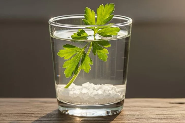 ¿Para qué sirve mezclar una ramita de perejil con agua y sal?