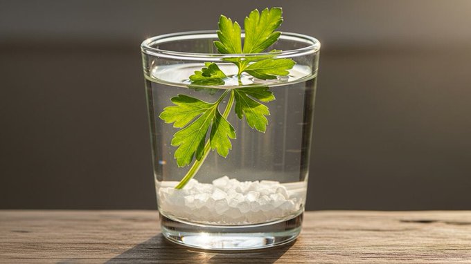 ¿Para qué sirve mezclar una ramita de perejil con agua y sal?