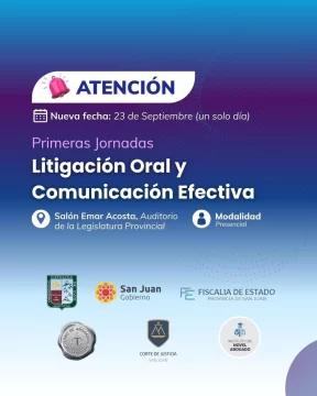 San Juan será sede de las Primeras Jornadas de Litigación Oral y Comunicación Efectiva San Juan será sede de las Primeras Jornadas de Litigación Oral y Comunicación Efectiva
