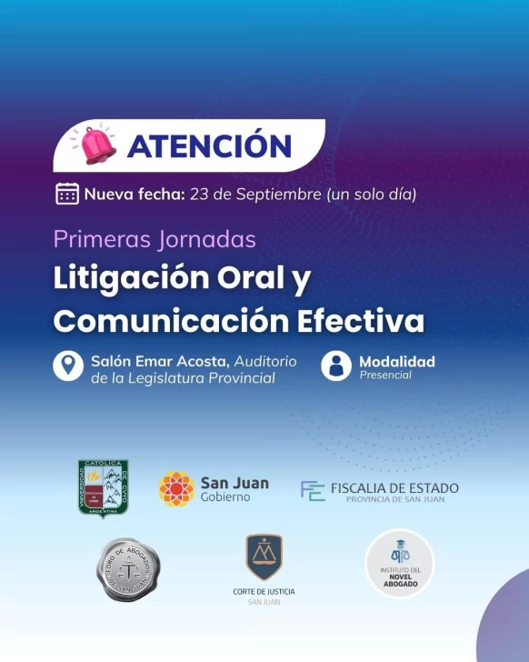 San Juan será sede de las Primeras Jornadas de Litigación Oral y Comunicación Efectiva San Juan será sede de las Primeras Jornadas de Litigación Oral y Comunicación Efectiva