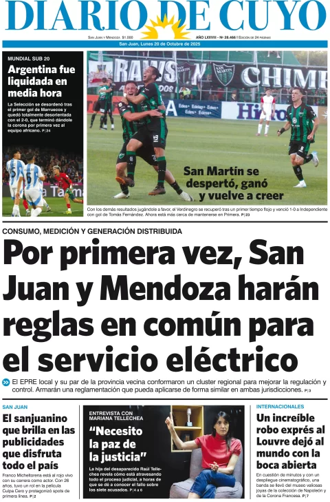 Tapa de la Edicion del 20 de Octubre 2025