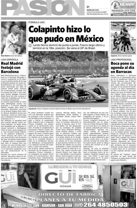 Tapa de Pasión del 27 de Octubre 2025