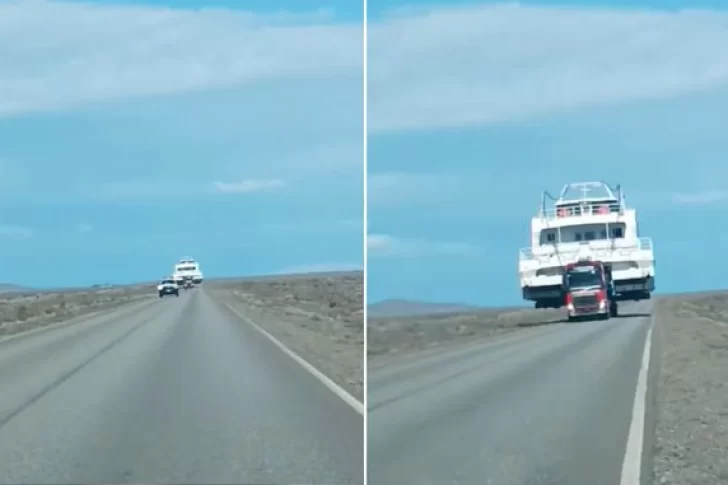 Insólito: un automovilista se cruzó con un barco en la Ruta 40