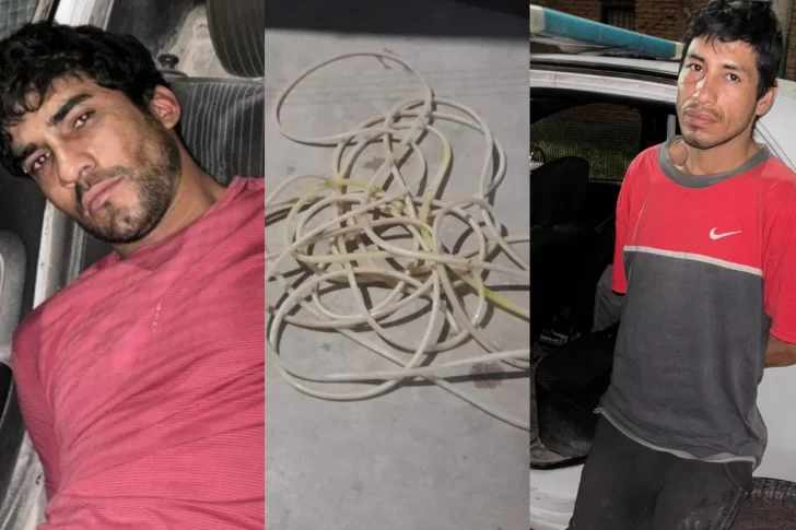 Robaron una manguera en cuestión de segundos, fueron filmados y quedaron detenidos