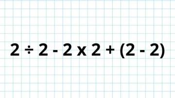 ¿Cuánto es 2 ÷ 2 – 2 x 2 + (2 – 2)? El paso a paso para resolverlo