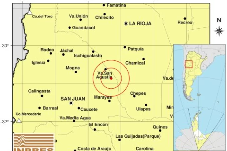 Fuerte sismo de 4,2 grados sacudió el suelo sanjuanino durante la madrugada del jueves