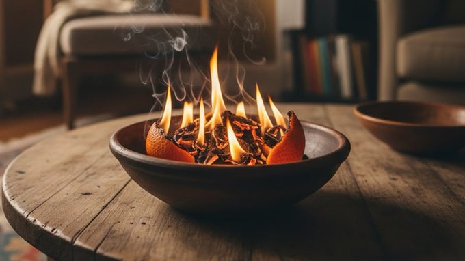 Pocos lo saben: el efecto de quemar cáscaras de naranja en casa