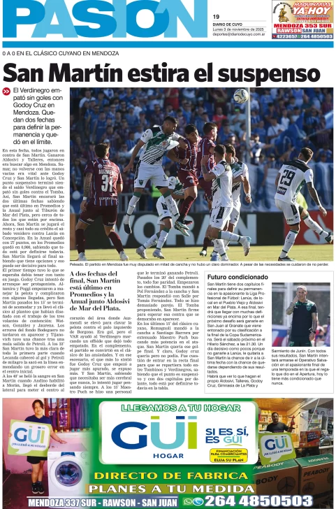 Tapa Pasion 3 de Noviembre 2025