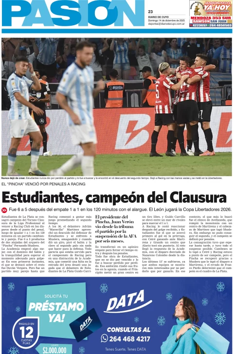 Tapa Pasión 14 de Diciembre del 2025