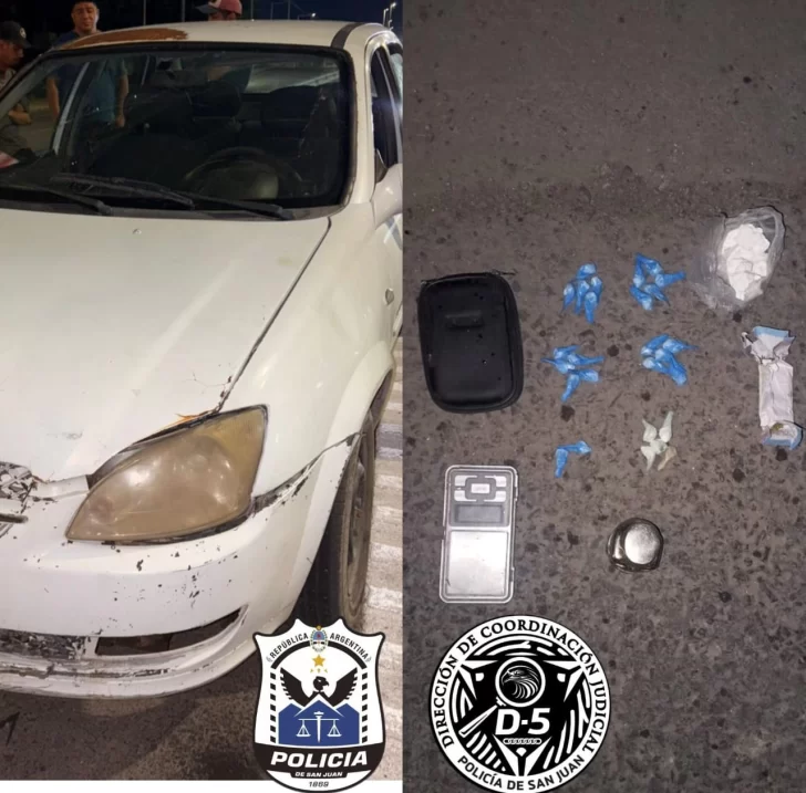 Detuvieron a tres hombres en Chimbas tras arrojar una bolsa con cocaína y marihuana desde un auto Detuvieron a tres hombres en Chimbas tras arrojar una bolsa con cocaína y marihuana desde un auto