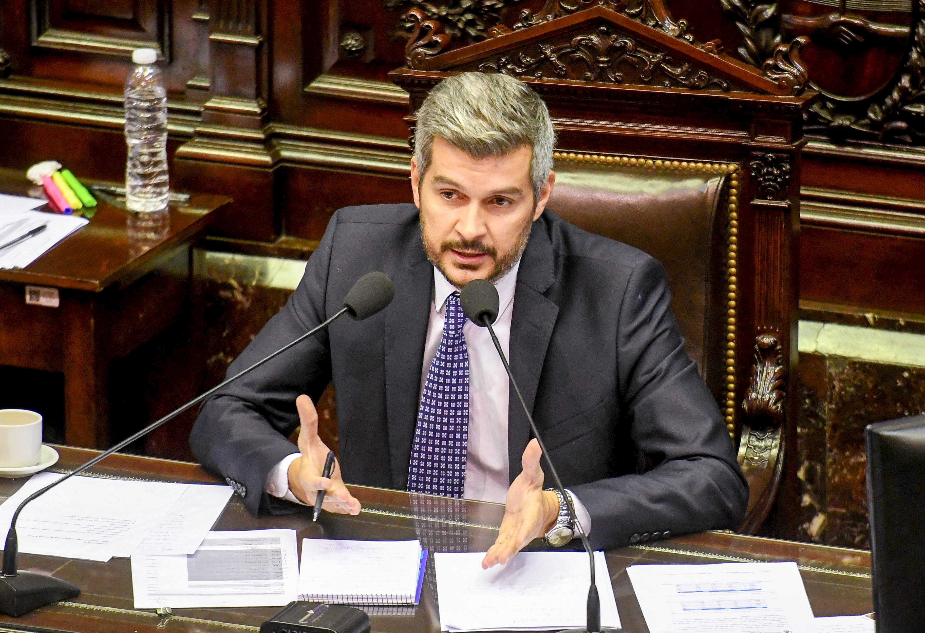 Buenos Aires: El jefe de Gabinete, Marcos Peña, ofrece el primer informe de gestión del año en la Cámara de Diputados, en una sesión especial. Foto: Luis Pozzi/Télam/lap 14/03/2018 Buenos Aires: El jefe de Gabinete, Marcos Peña, ofrece el primer informe de gestión del año en la Cámara de Diputados, en una sesión especial. Foto: Luis Pozzi/Télam/lap 14/03/2018