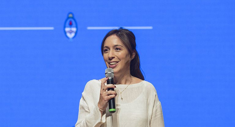 zzzznacp2NOTICIAS ARGENTINAS BAIRES, MARZO 20: La gobernadora de la provincia de Buenos Aires, María Eugenia Vidal, junto a la vicepresidente de la Nación, Gabriela Michetti, las ministras de Desarrollo Social y de Seguridad, Carolina Stanley y Patricia Bullrich y la titular del Instituto Nacional de la Mujer, Fabiana Tuñez, durante la reunión de gabinete ampliado en el CCK. Foto NAzzzz