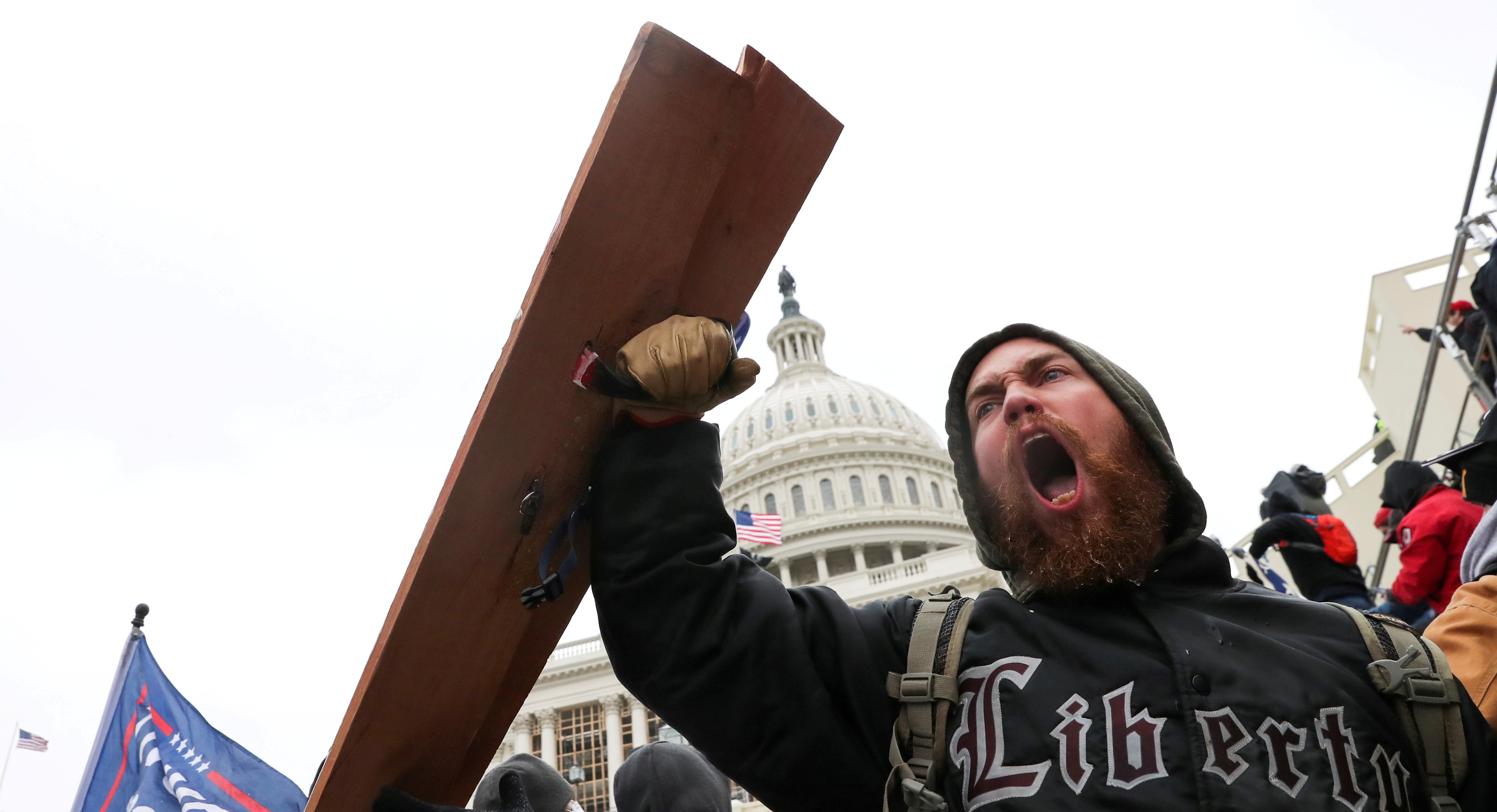 A man shouts as supporters of U.S. President Donald Trump gather in front of the U.S. Capitol Building in Washington, U.S., January 6, 2021. REUTERS/Leah Millis TPX IMAGES OF THE DAY A man shouts as supporters of U.S. President Donald Trump gather in front of the U.S. Capitol Building in Washington, U.S., January 6, 2021. REUTERS/Leah Millis TPX IMAGES OF THE DAY